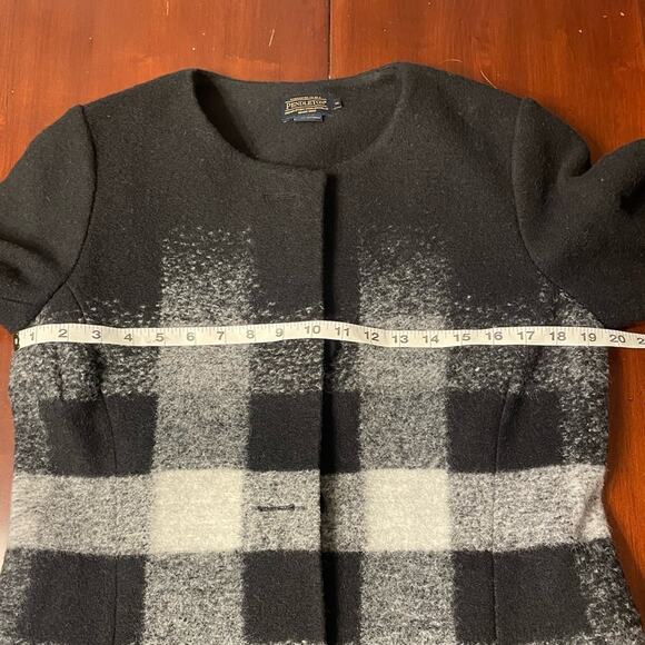 Vintage Pendleton wool black white plaid blazer jacket M - Picture 8 of 8